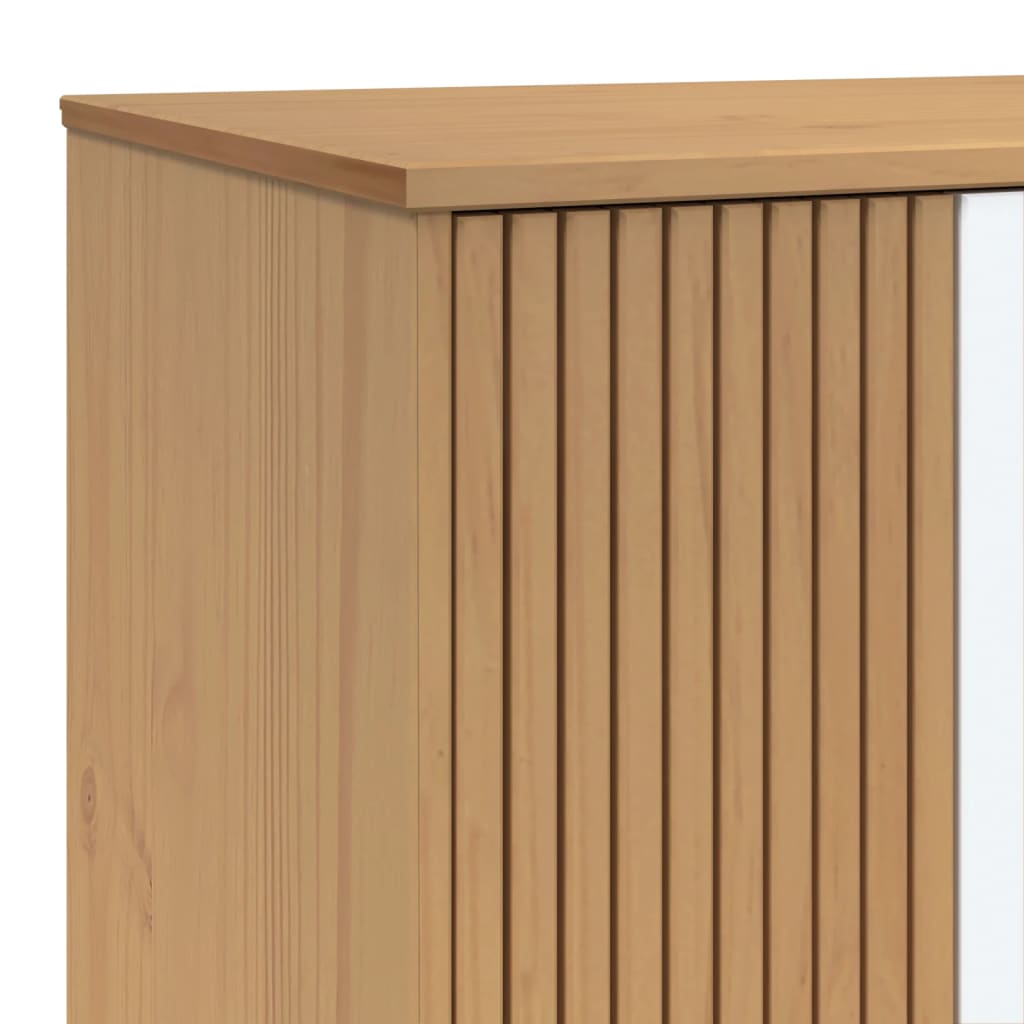 Garde-robe OLDEN blanc et marron 76,5x53x172 cm bois massif pin - XIOS
