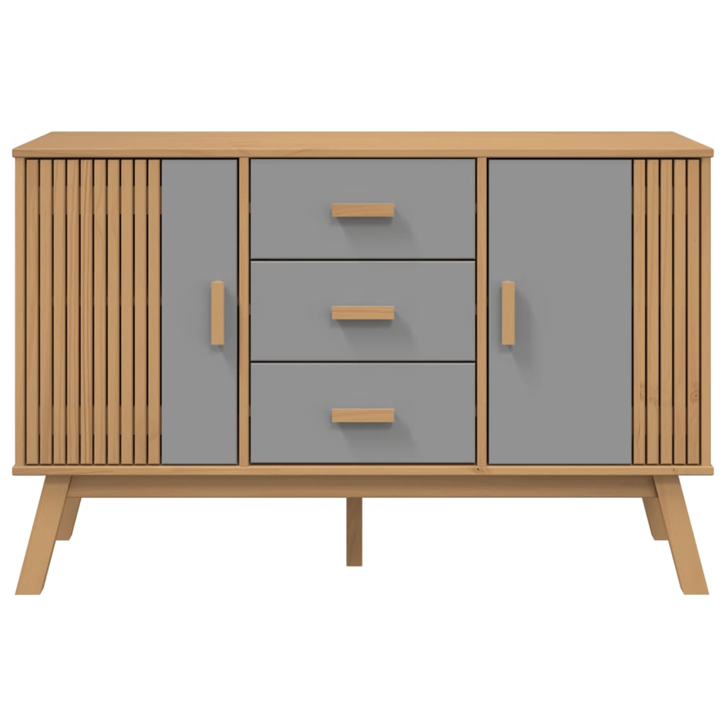 Buffet OLDEN gris et marron 114x43x73,5 cm bois massif de pin - XIOS