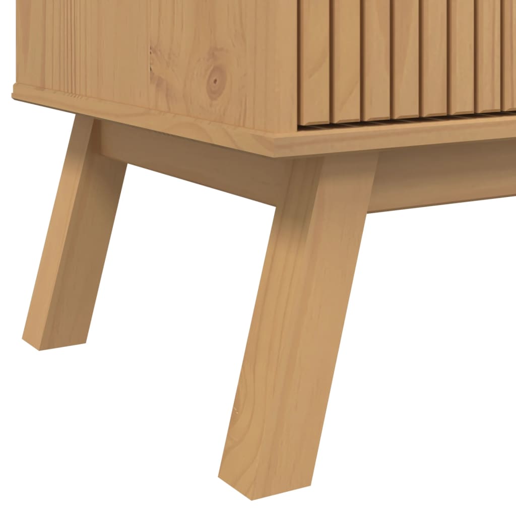 Buffet OLDEN blanc et marron 114x43x73,5 cm bois massif de pin