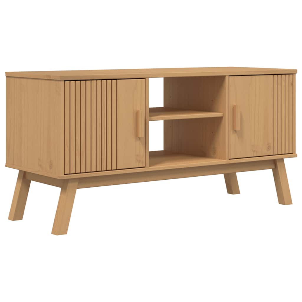 Meuble TV OLDEN marron 114x43x57 cm bois de pin massif - XIOS