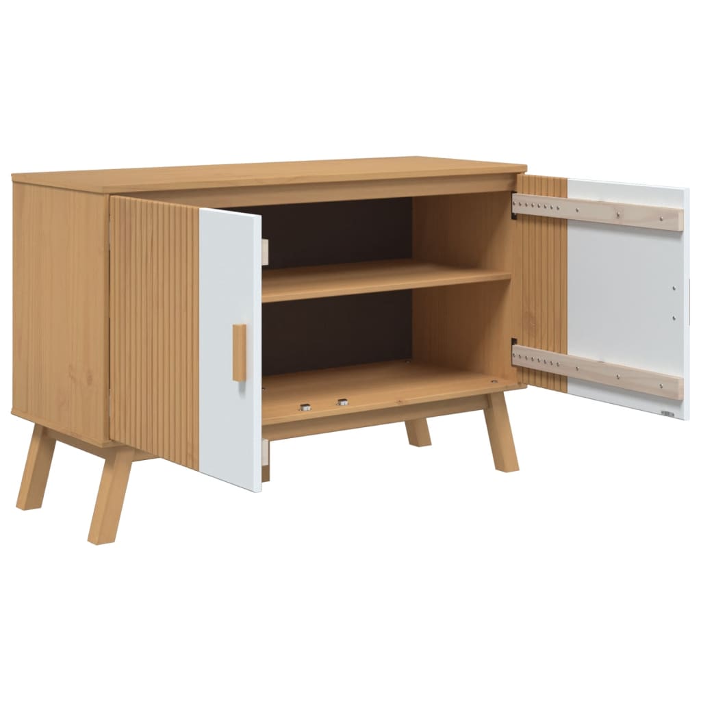 Buffet OLDEN blanc et marron 114x43x73,5 cm bois massif de pin - XIOS
