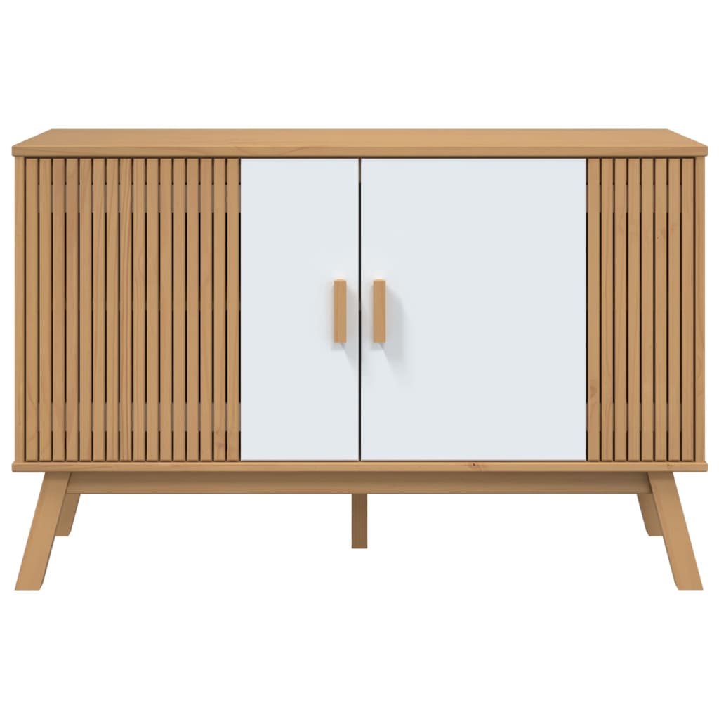 Buffet OLDEN blanc et marron 114x43x73,5 cm bois massif de pin - XIOS