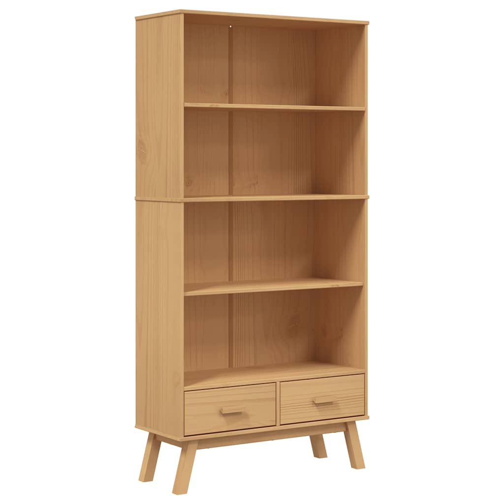 Bibliothèque à 4 niveaux OLDEN marron bois de pin massif - XIOS