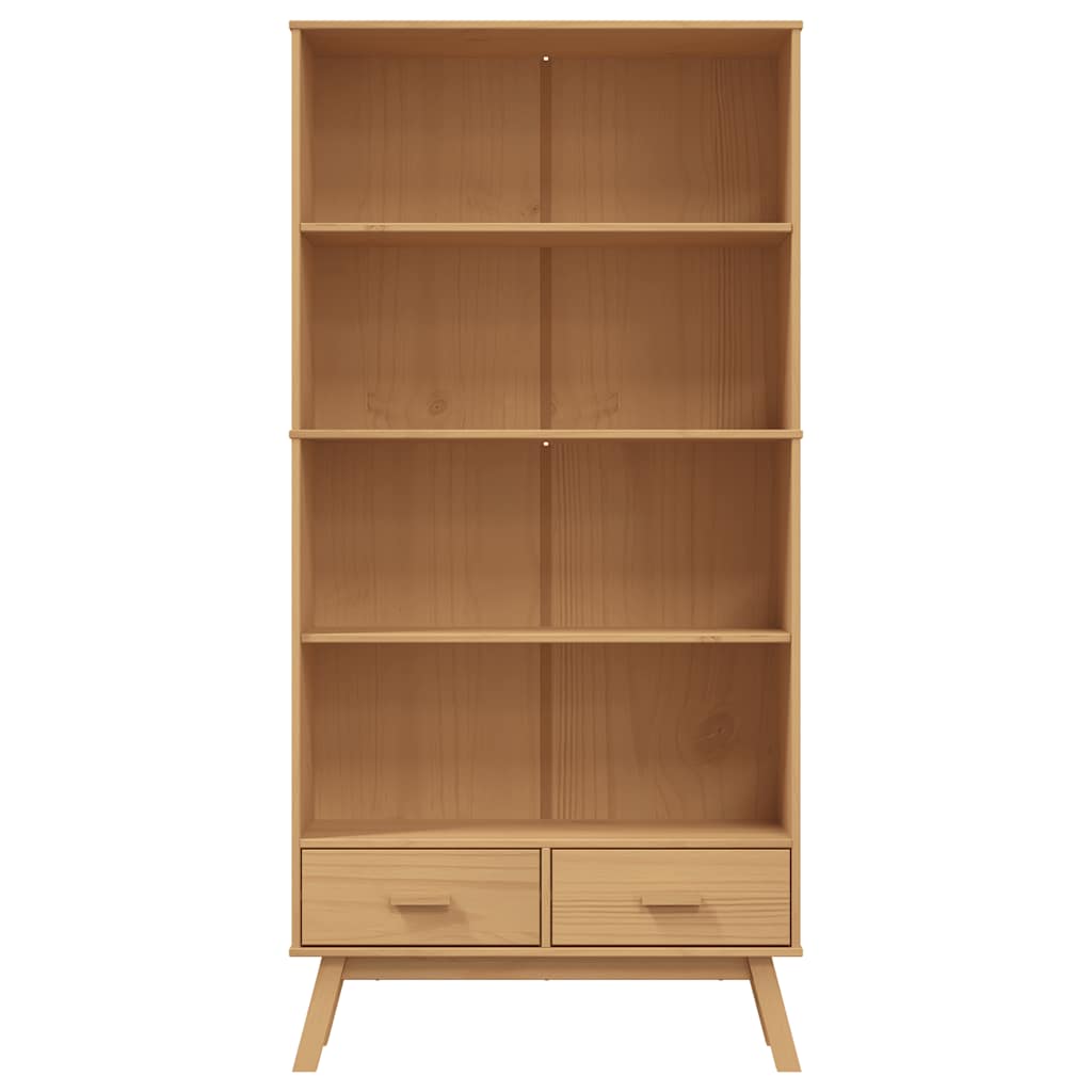 Bibliothèque à 4 niveaux OLDEN marron bois de pin massif - XIOS