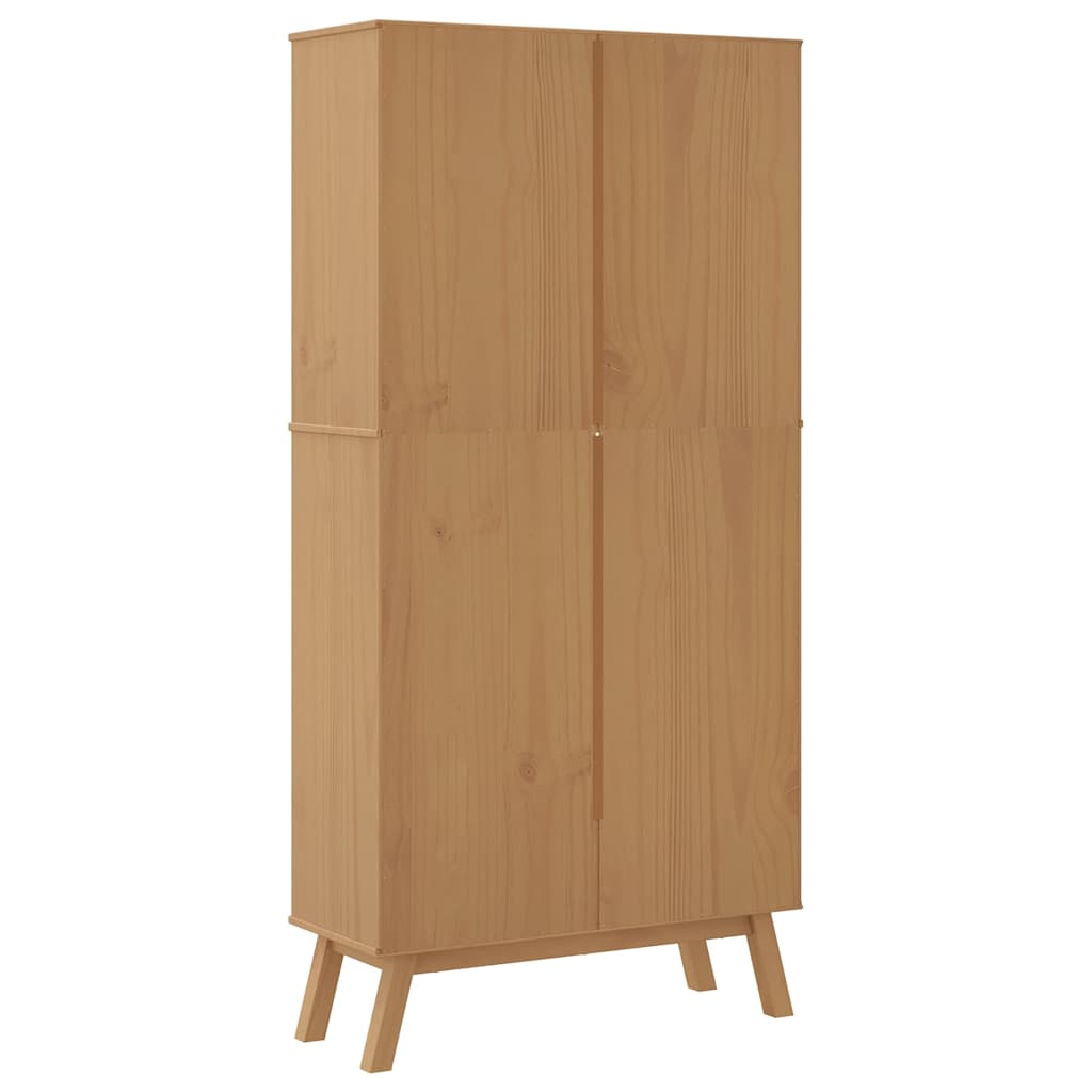 Bibliothèque à 4 niveaux OLDEN marron bois de pin massif - XIOS