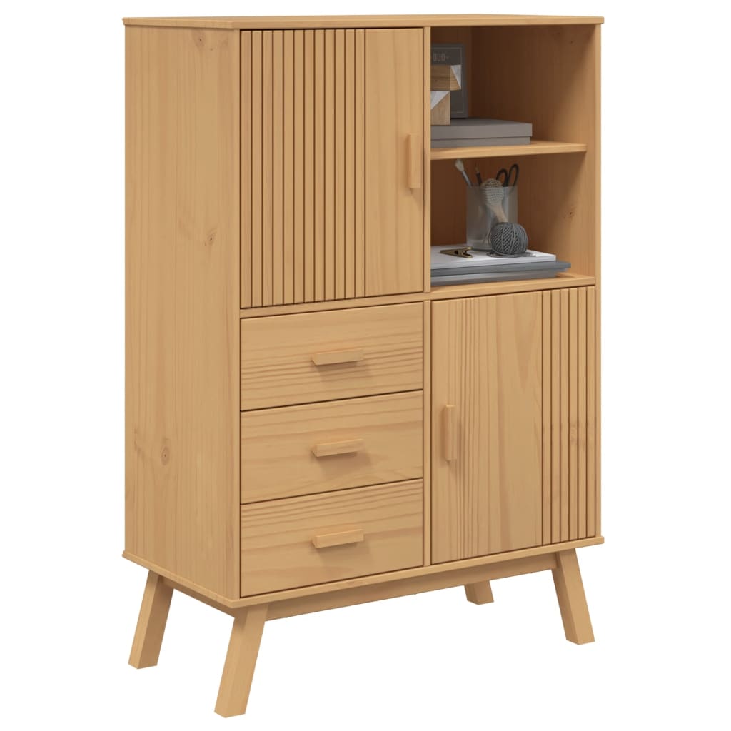 Buffet haut OLDEN marron 85x43x125 cm bois massif de pin - XIOS