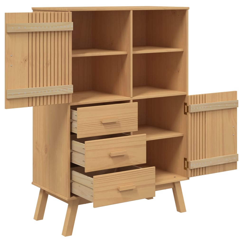 Buffet haut OLDEN marron 85x43x125 cm bois massif de pin - XIOS