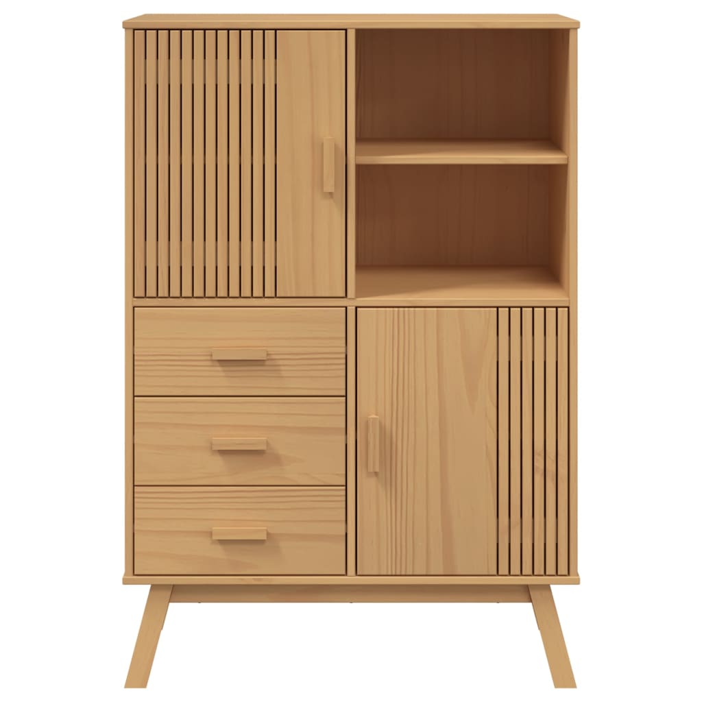 Buffet haut OLDEN marron 85x43x125 cm bois massif de pin - XIOS