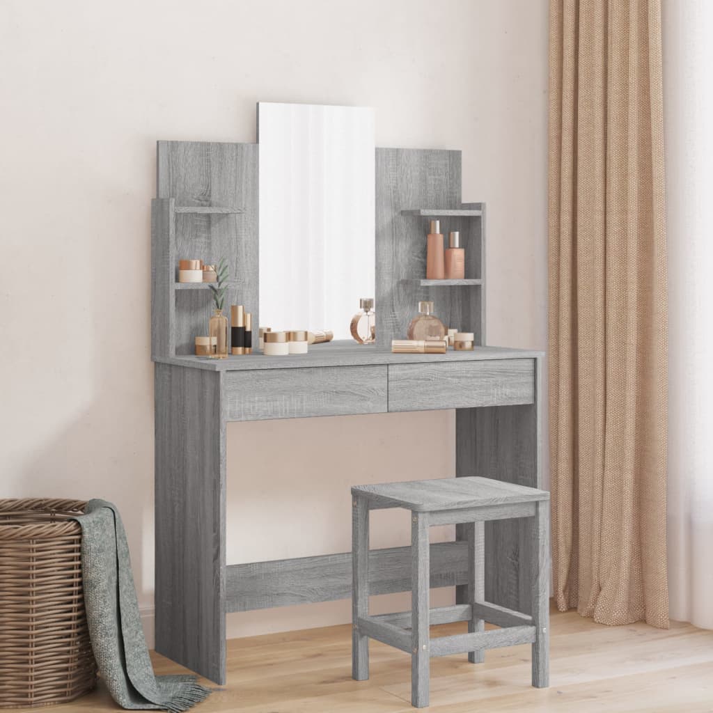 Coiffeuse avec miroir sonoma gris 96x39x142 cm - XIOS