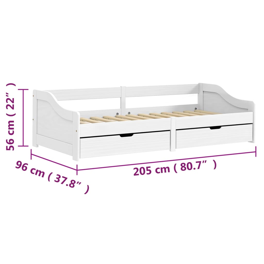 Lit de jour avec 2 tiroirs sans matelas IRUN blanc 90x200 cm - XIOS