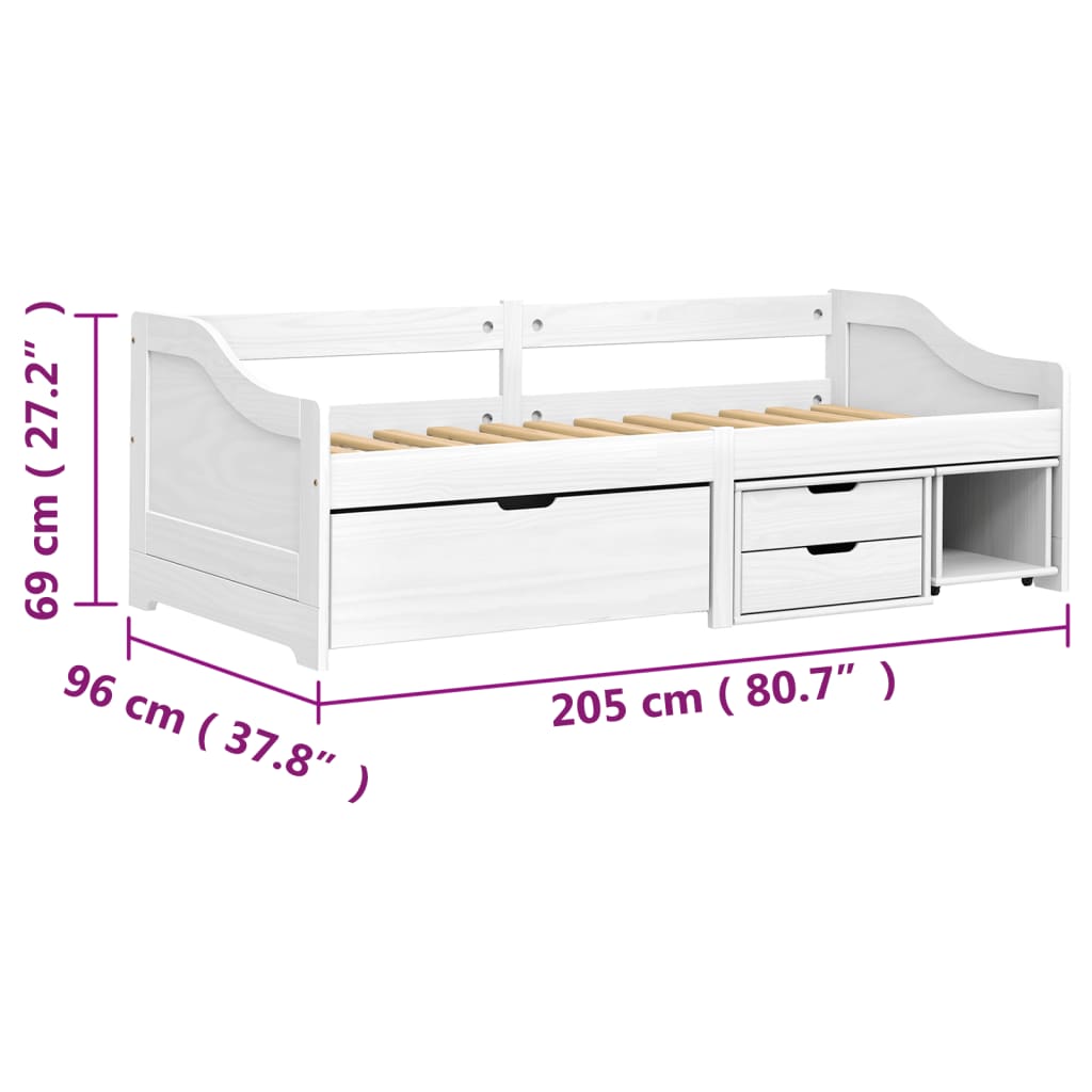 Lit de jour avec 3 tiroirs sans matelas IRUN blanc 90x200 cm - XIOS