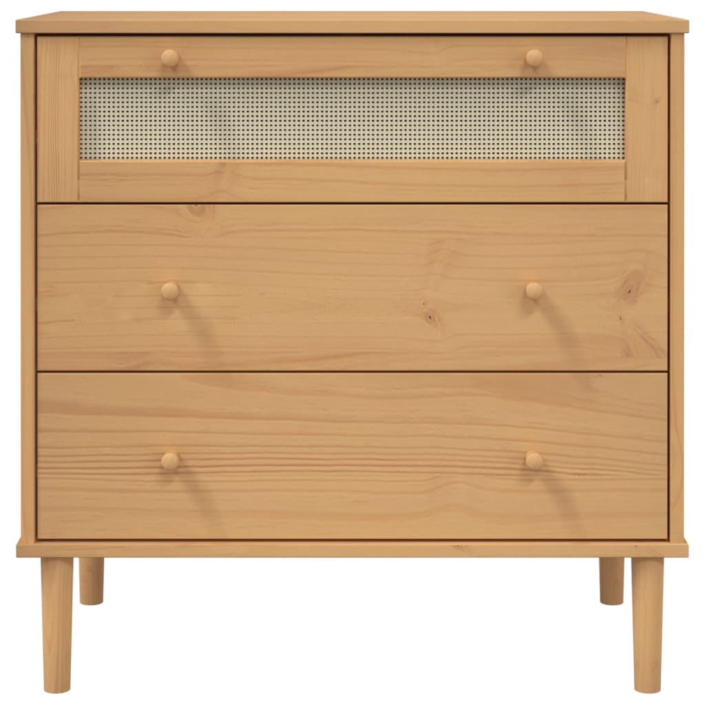 Commode SENJA aspect de rotin marron bois de pin solide - XIOS