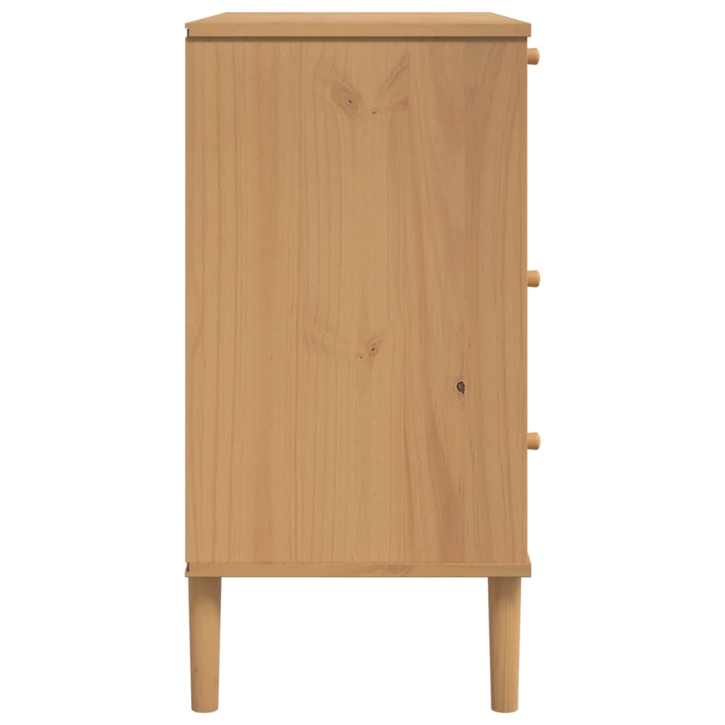Commode SENJA aspect de rotin marron bois de pin solide - XIOS