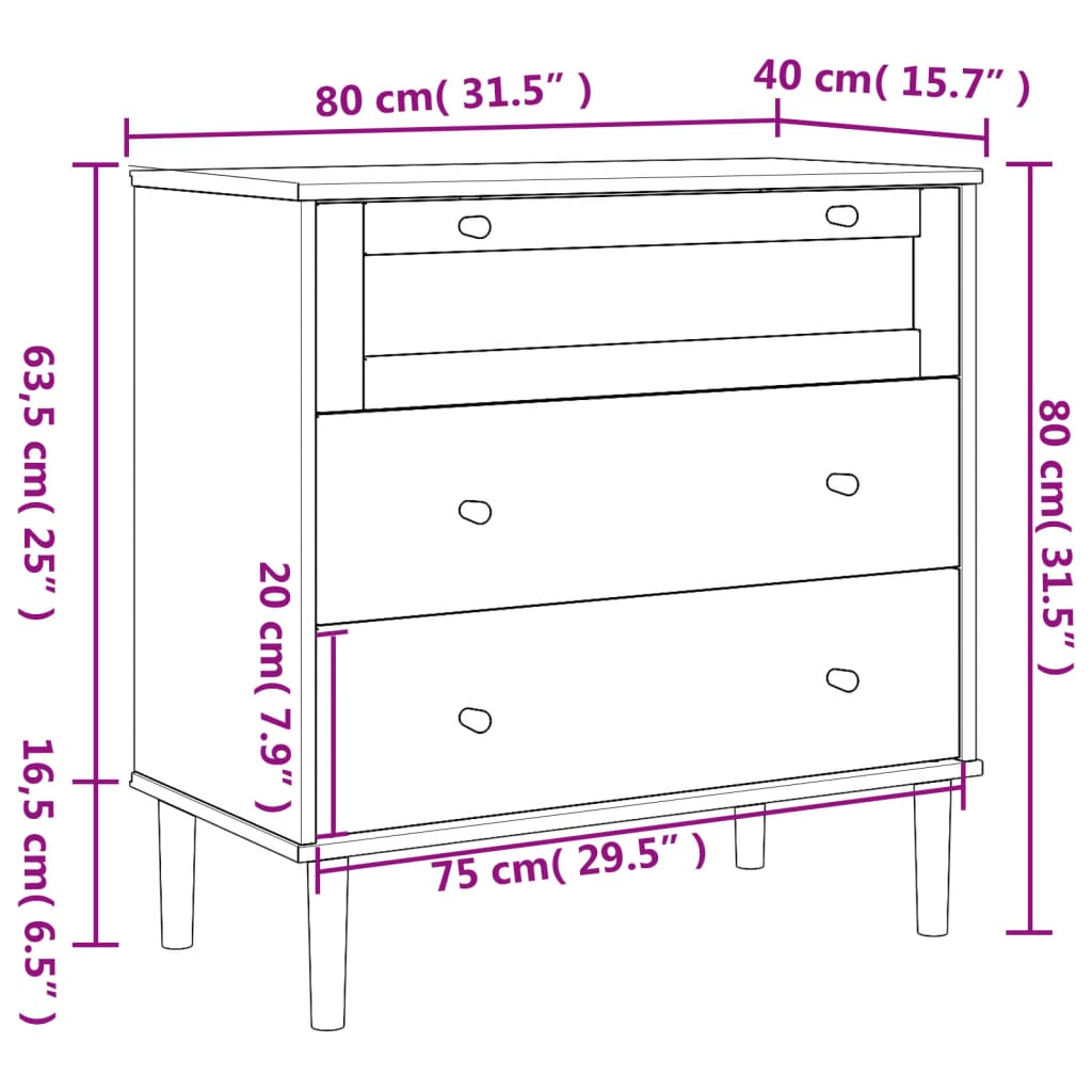 Commode SENJA aspect de rotin blanc bois de pin solide - XIOS