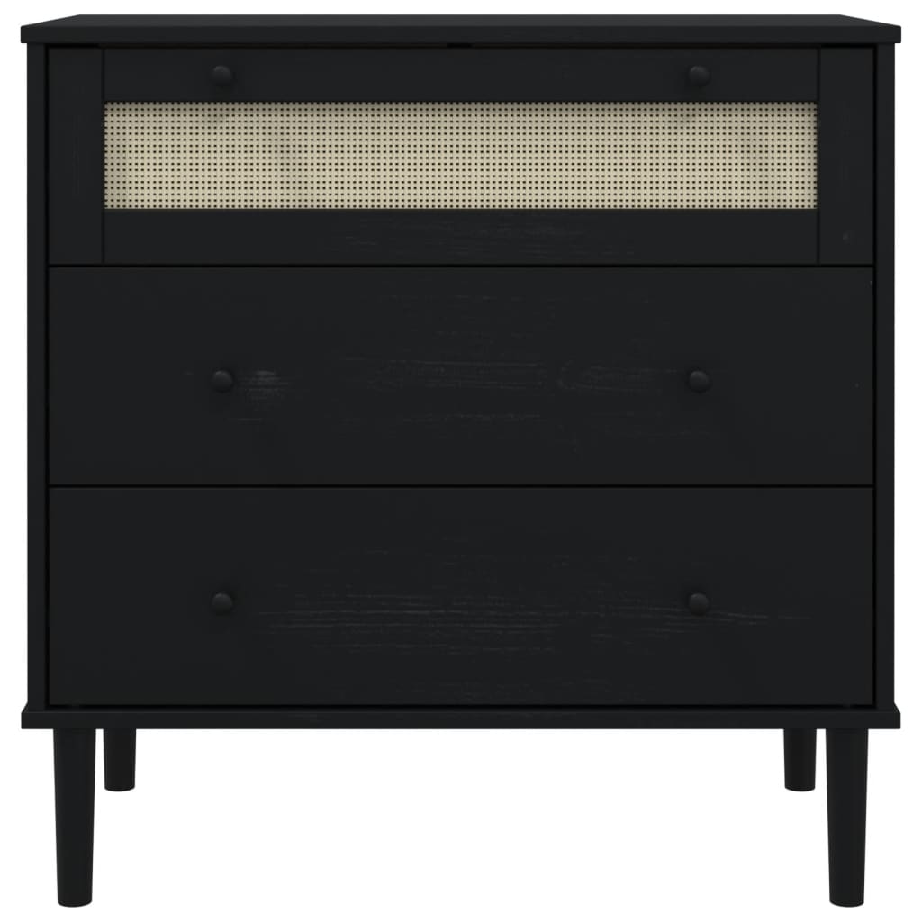 Commode SENJA aspect de rotin noir bois de pin solide - XIOS