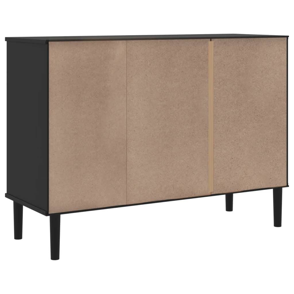 Buffet SENJA aspect rotin noir 112x40x80cm bois massif de pin - XIOS