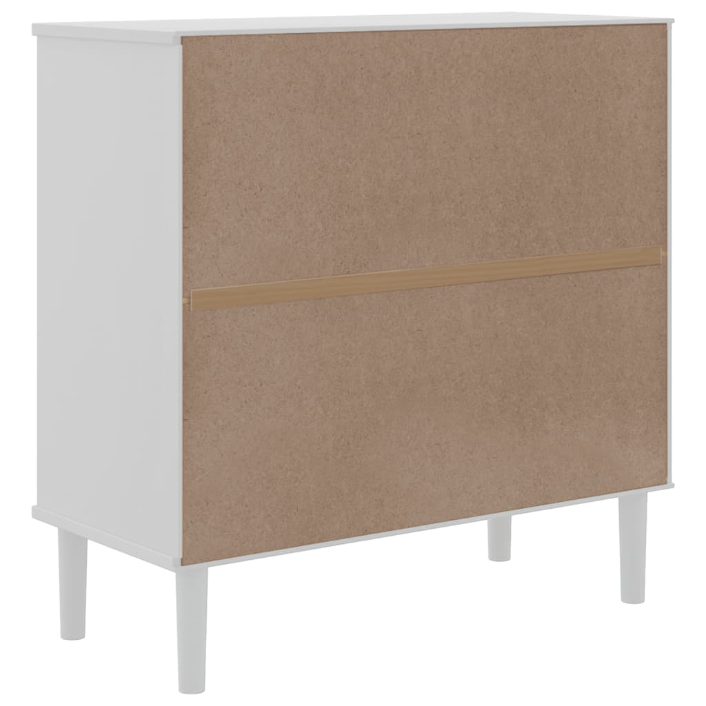 Buffet SENJA aspect rotin blanc 80x35x80 cm bois massif de pin - XIOS