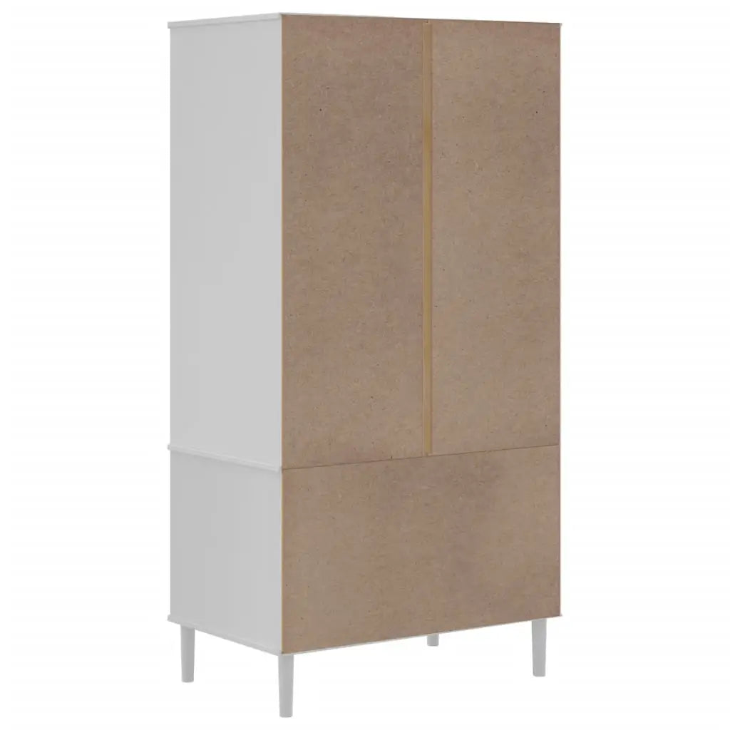 Garde-robe SENJA aspect rotin blanc 90x55x175cm bois massif pin - XIOS