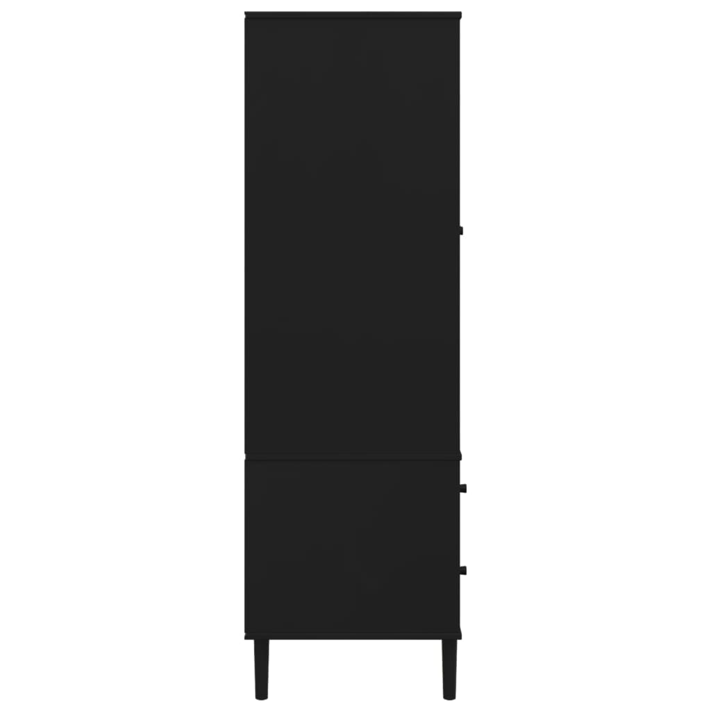 Garde-robe SENJA aspect rotin noir 90x55x175 cm bois massif pin - XIOS