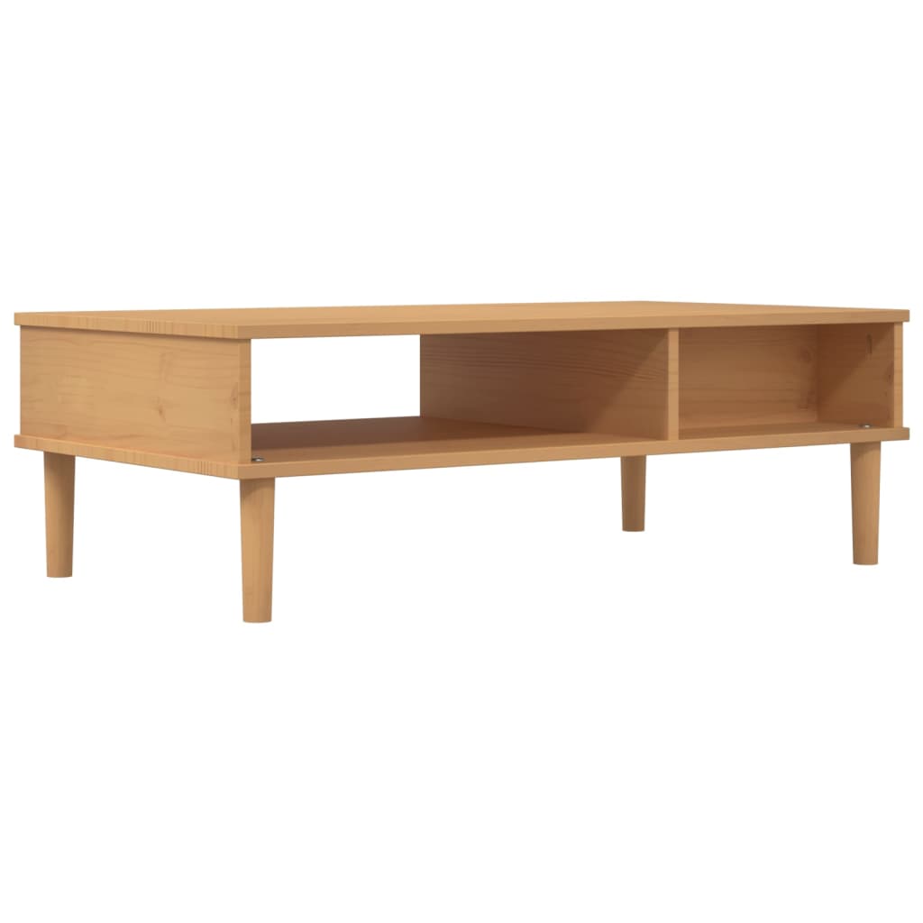 Table basse SENJA aspect rotin marron 100x55x33 cm bois massif - XIOS