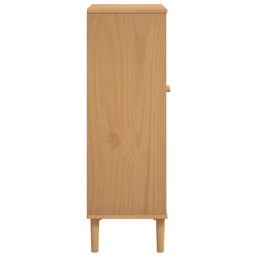 Armoire à chaussures SENJA aspect rotin marron bois massif - XIOS