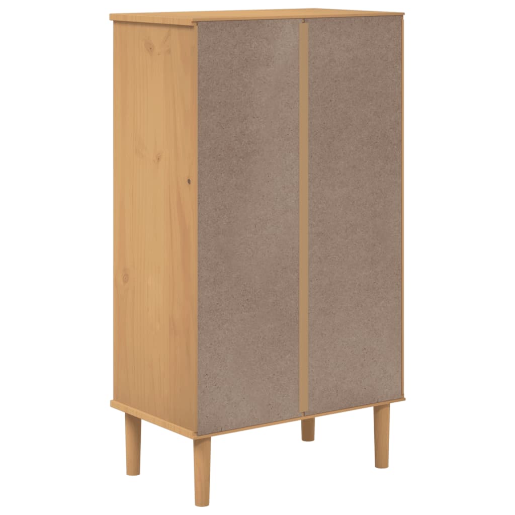 Armoire à chaussures SENJA aspect rotin marron bois massif - XIOS
