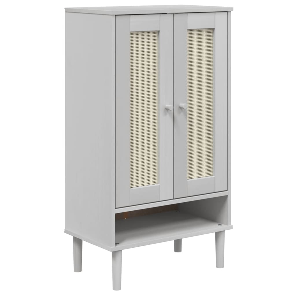 Armoire à chaussures SENJA aspect rotin blanc bois massif - XIOS