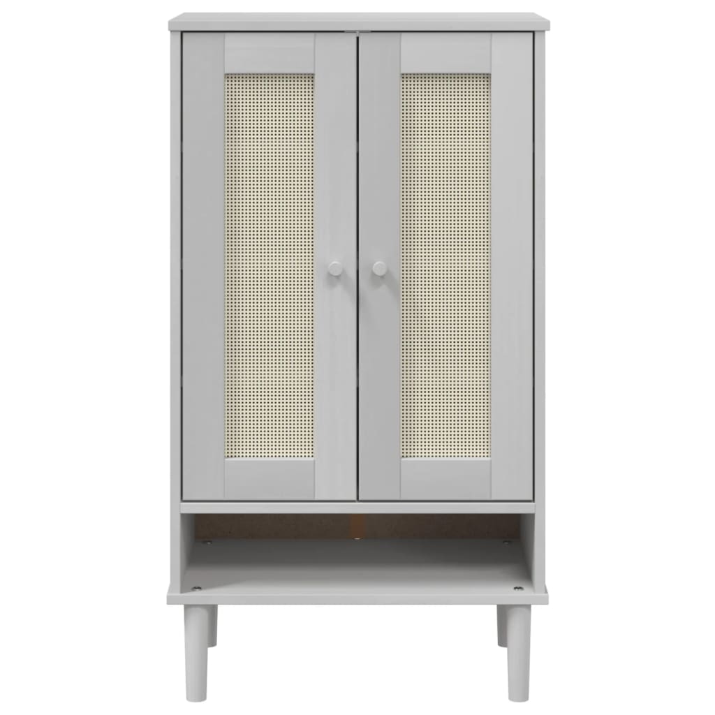 Armoire à chaussures SENJA aspect rotin blanc bois massif - XIOS