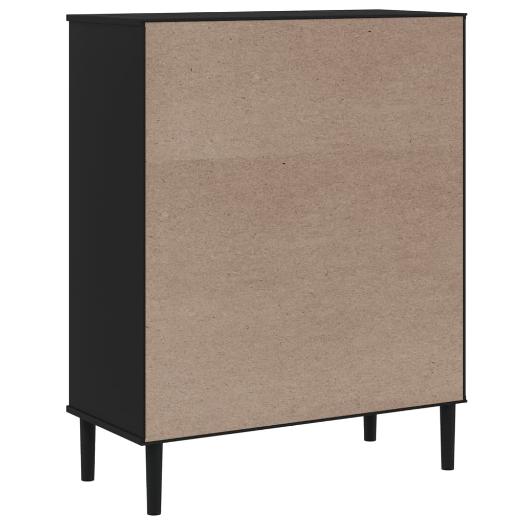 Buffet SENJA aspect rotin noir 90x40x112cm bois massif de pin - XIOS