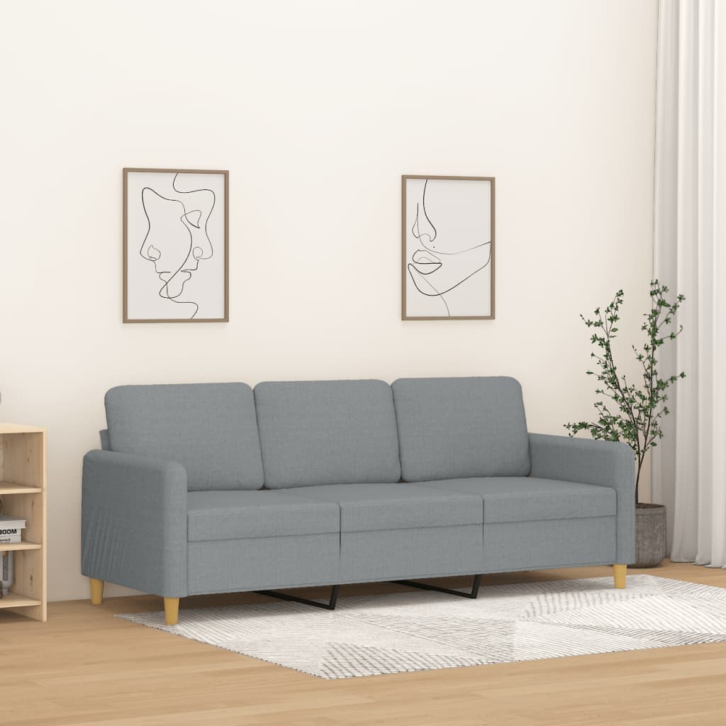 Canapé à 3 places Gris clair 180 cm Tissu - XIOS