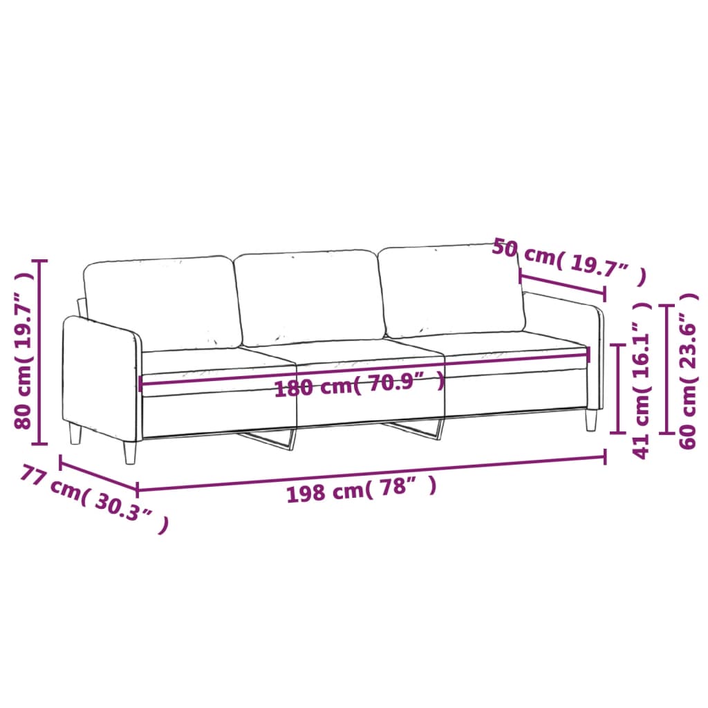 Canapé à 3 places Crème 180 cm Tissu - XIOS