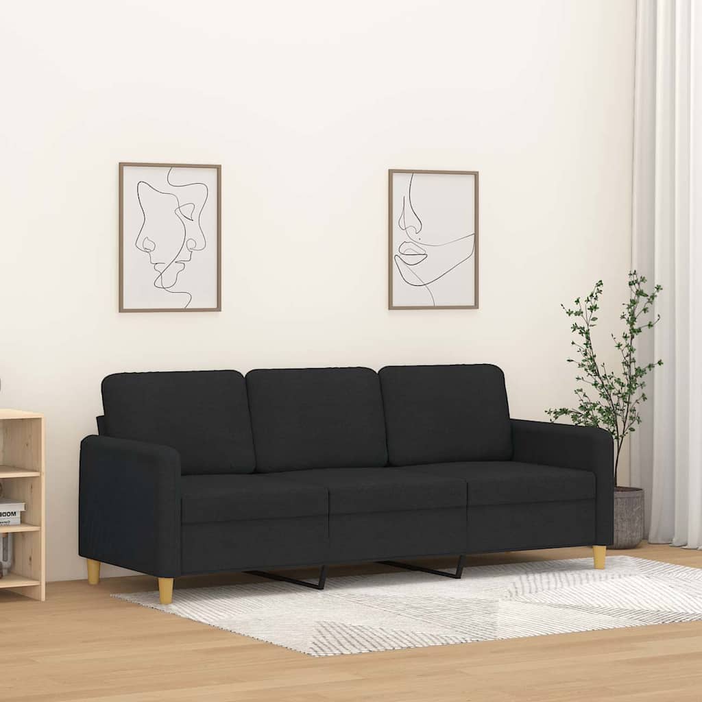 Canapé à 3 places Noir 180 cm Tissu - XIOS