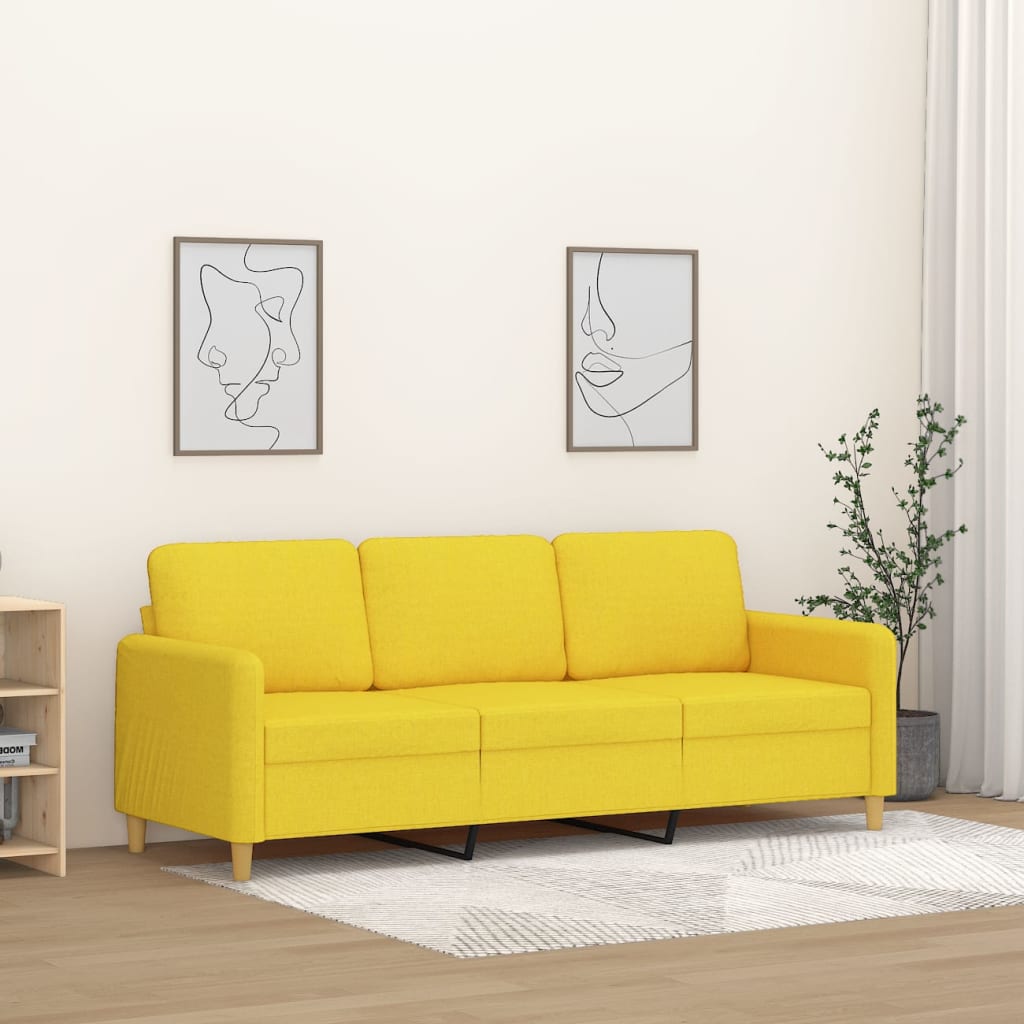 Canapé à 3 places Jaune clair 180 cm Tissu - XIOS