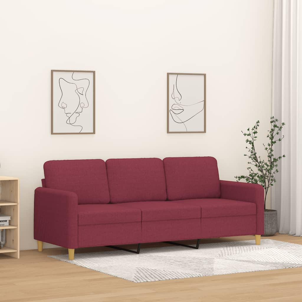 Canapé à 3 places Rouge bordeaux 180 cm Tissu - XIOS