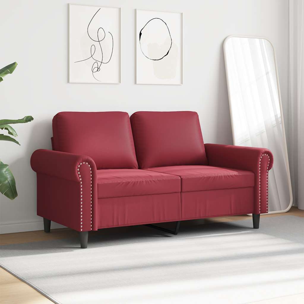 Canapé à 2 places Rouge bordeaux 120 cm Similicuir - XIOS