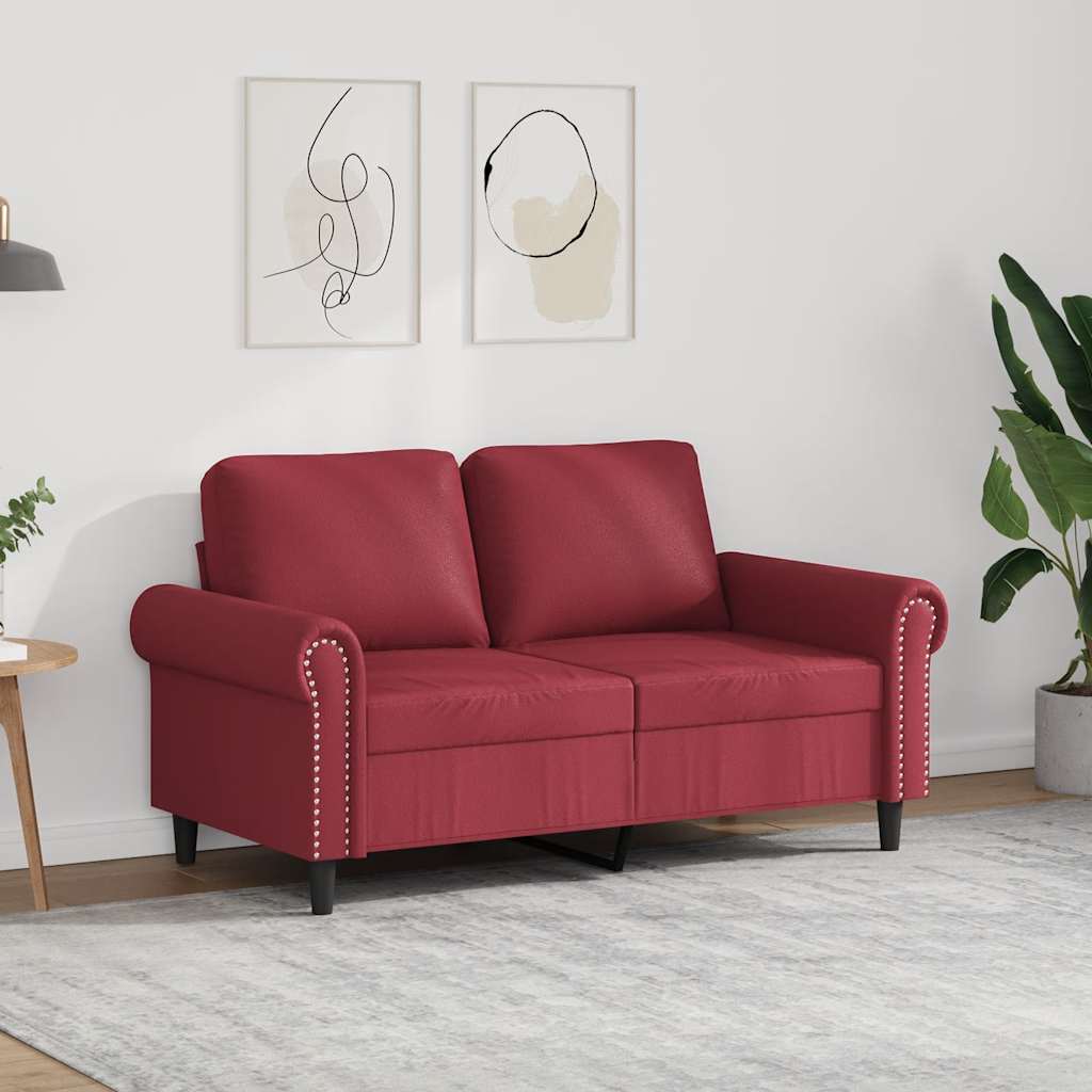 Canapé à 2 places Rouge bordeaux 120 cm Similicuir - XIOS