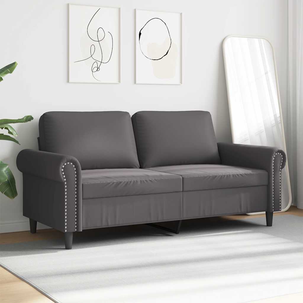Canapé à 2 places Gris 140 cm Similicuir - XIOS