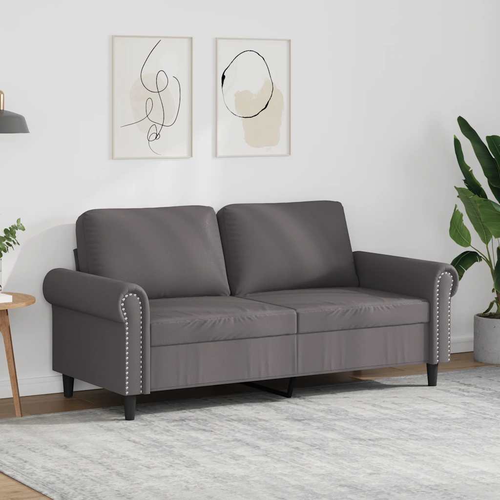 Canapé à 2 places Gris 140 cm Similicuir - XIOS