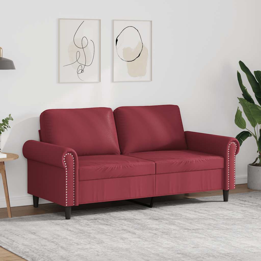 Canapé à 2 places Rouge bordeaux 140 cm Similicuir - XIOS