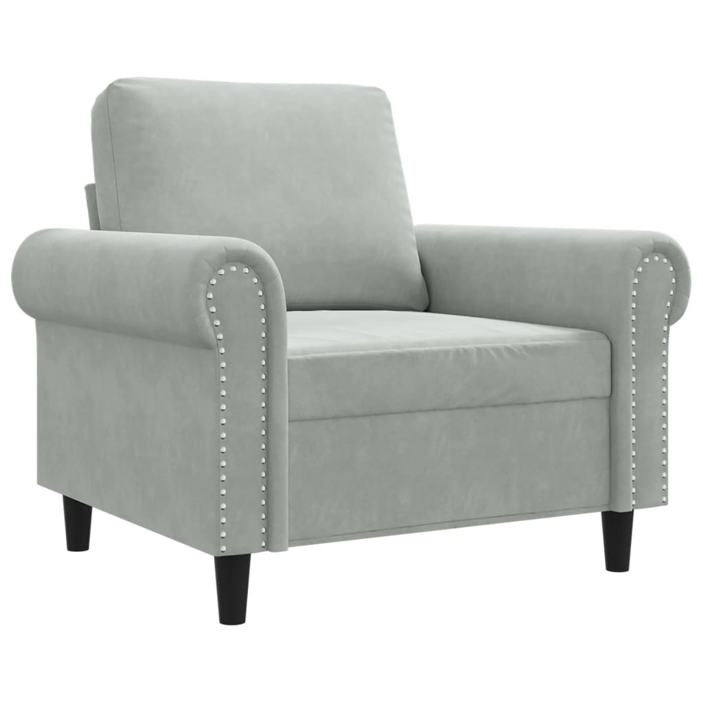 Fauteuil Gris clair 60 cm Velours - XIOS