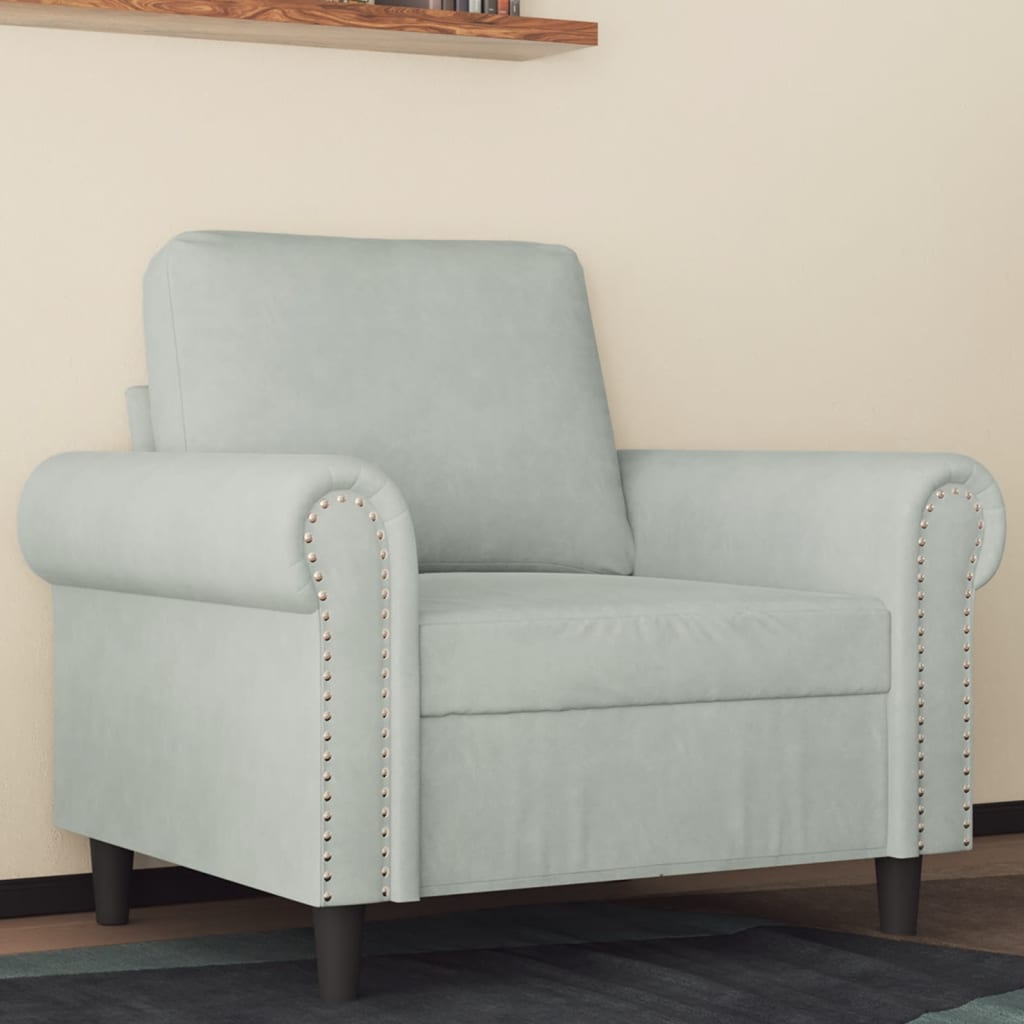 Fauteuil Gris clair 60 cm Velours - XIOS
