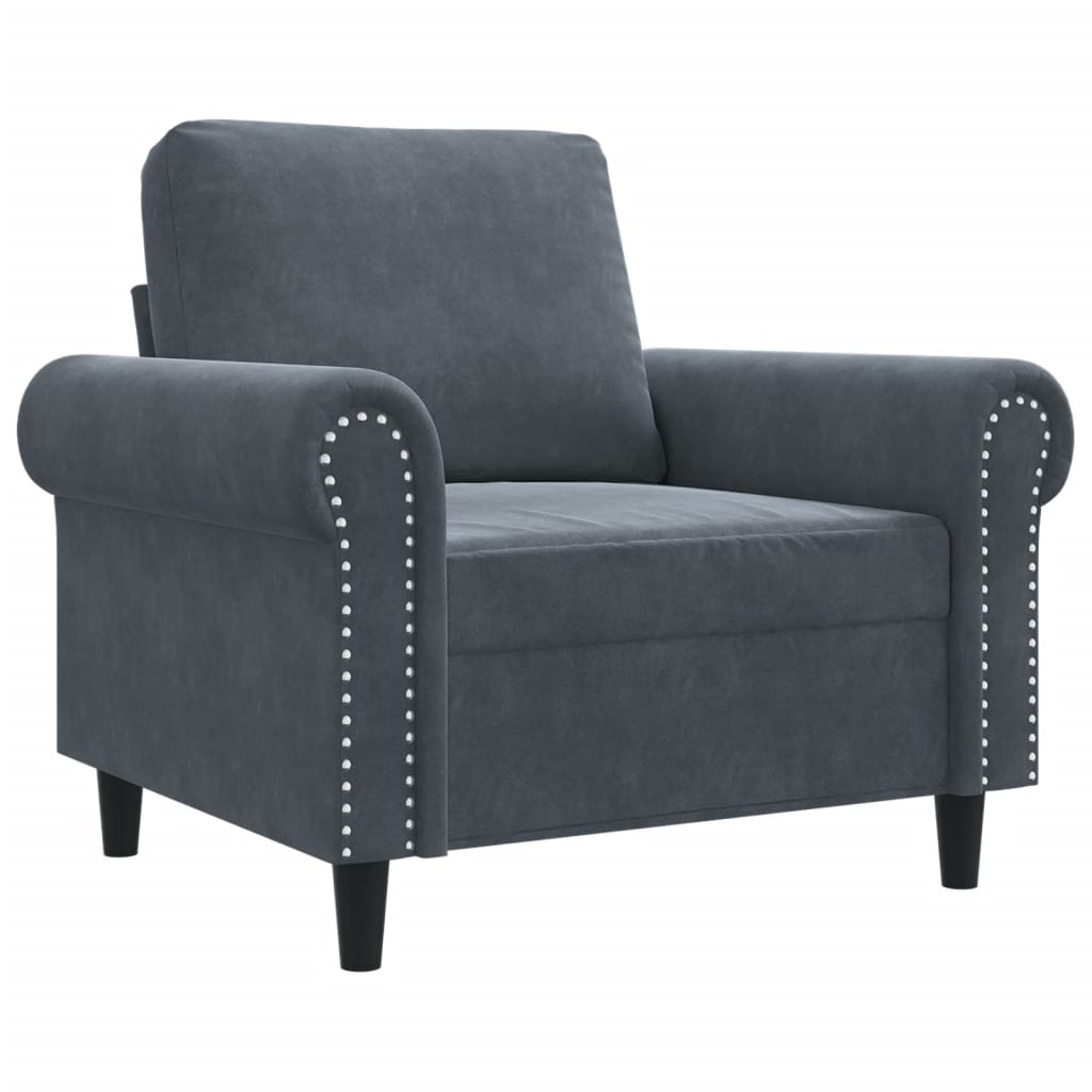 Fauteuil Gris foncé 60 cm Velours - XIOS