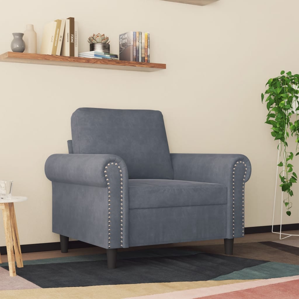 Fauteuil Gris foncé 60 cm Velours - XIOS