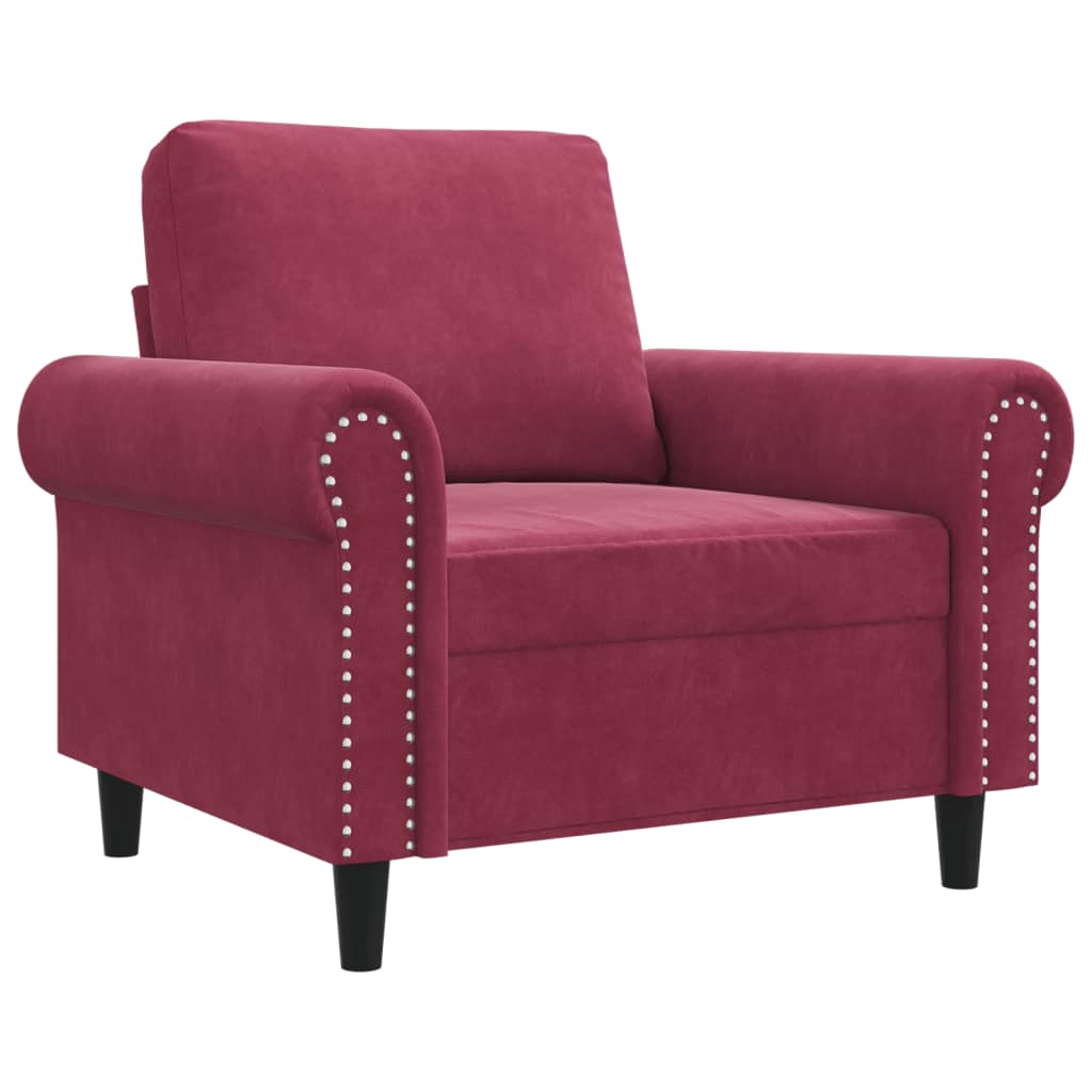 Fauteuil Rouge bordeaux 60 cm Velours - XIOS