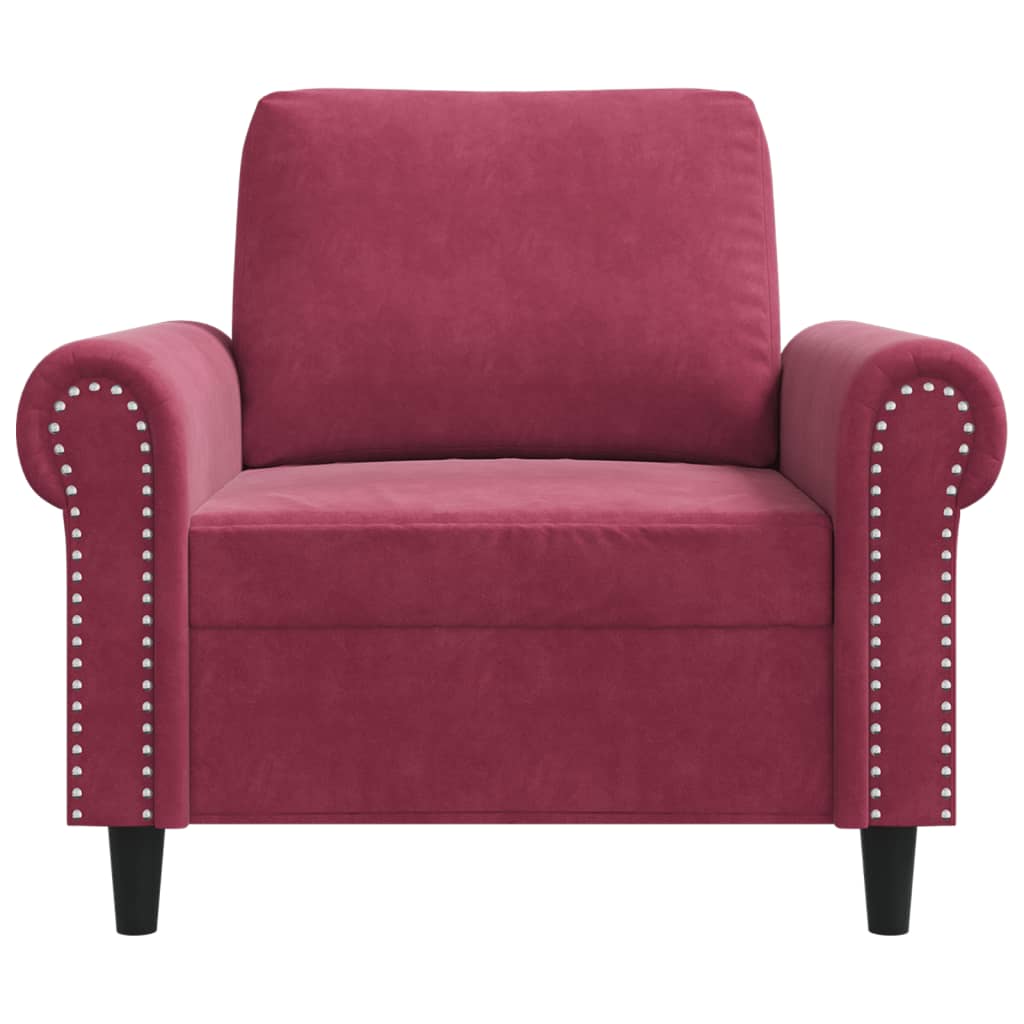 Fauteuil Rouge bordeaux 60 cm Velours - XIOS