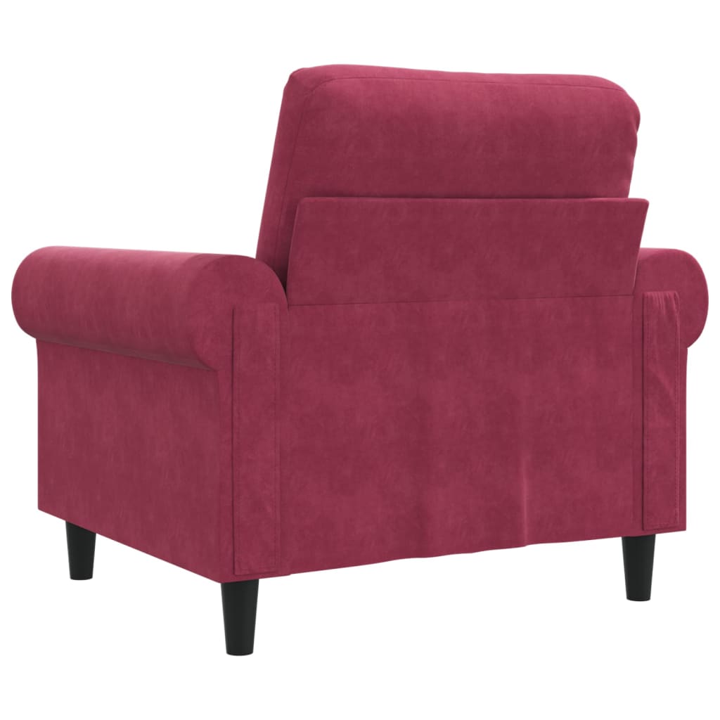 Fauteuil Rouge bordeaux 60 cm Velours - XIOS
