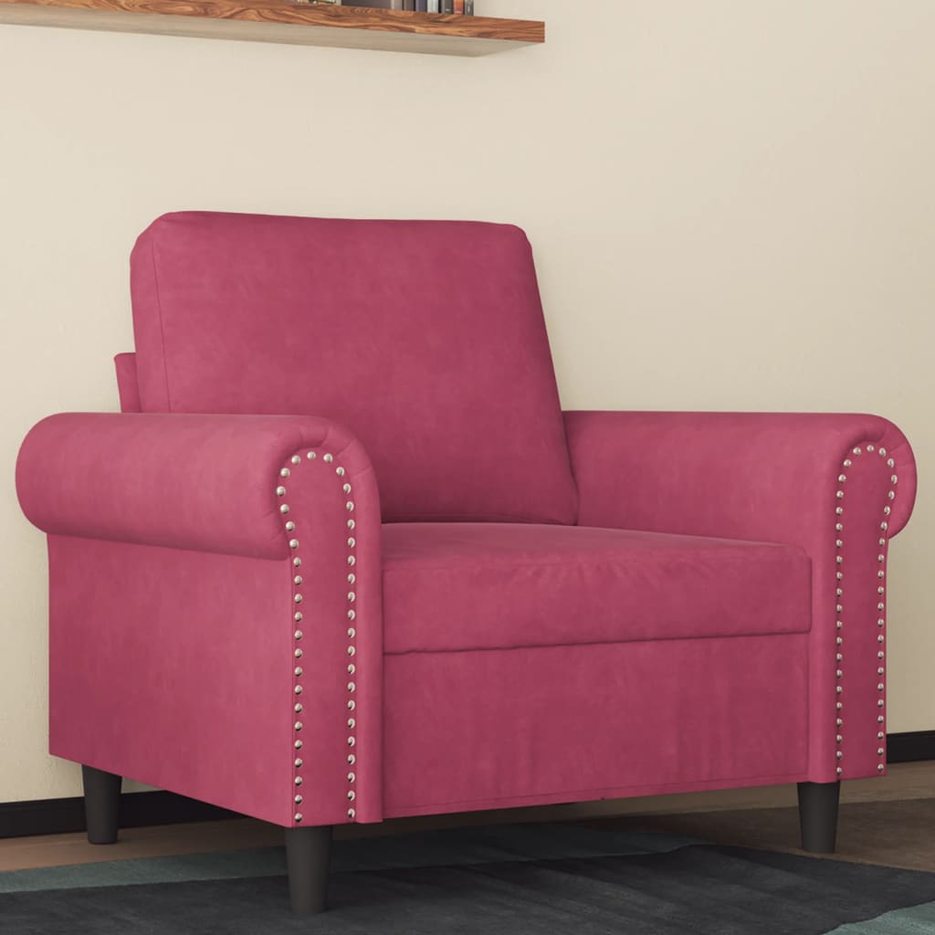 Fauteuil Rouge bordeaux 60 cm Velours - XIOS