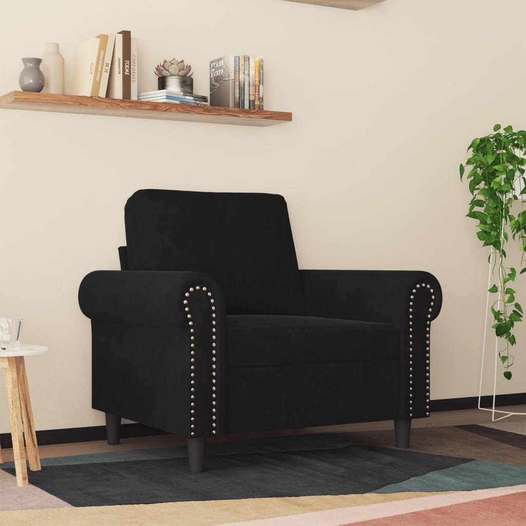Fauteuil Noir 60 cm Velours - XIOS