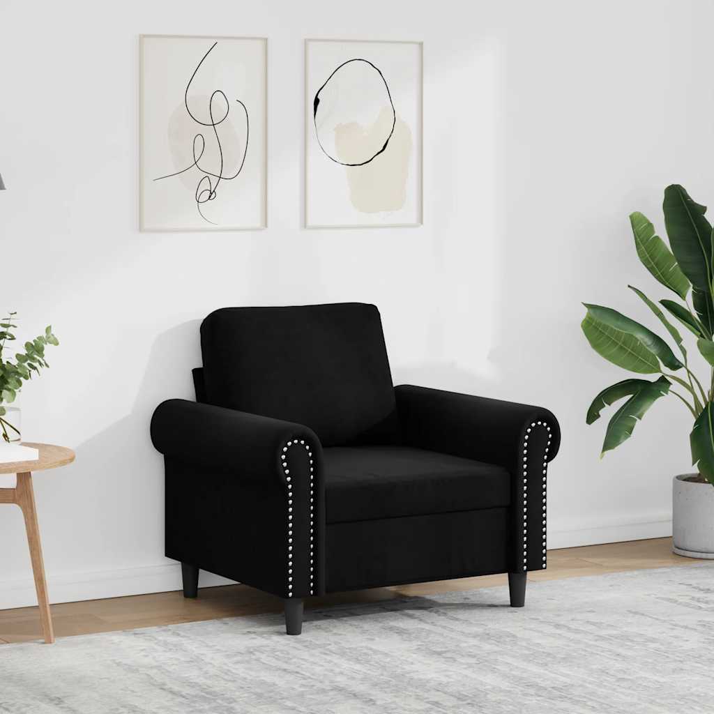 Fauteuil Noir 60 cm Velours - XIOS