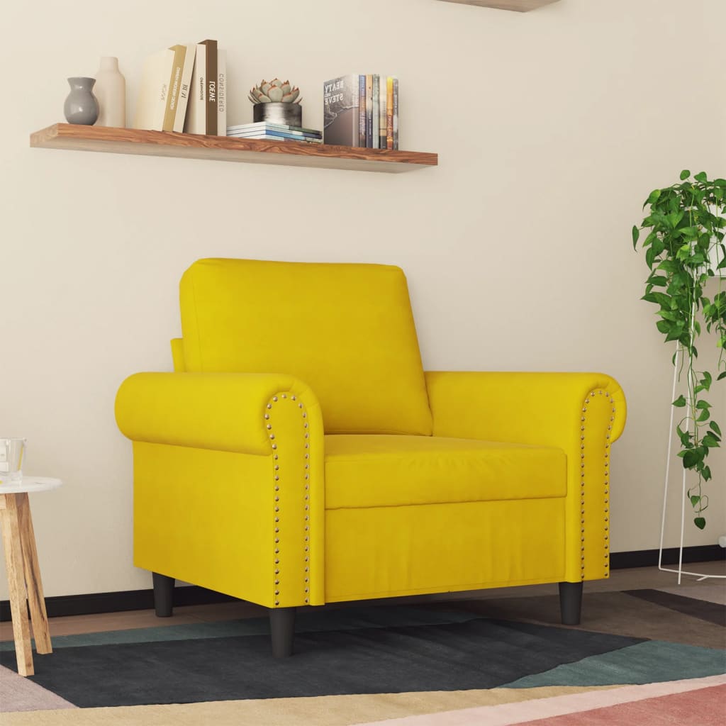 Fauteuil Jaune 60 cm Velours - XIOS